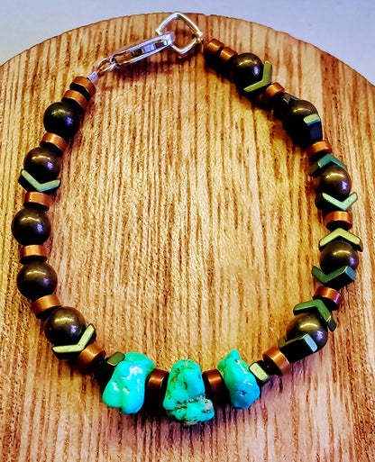 Primal Force of Protection - Pyrite and Turquoise Bracelet