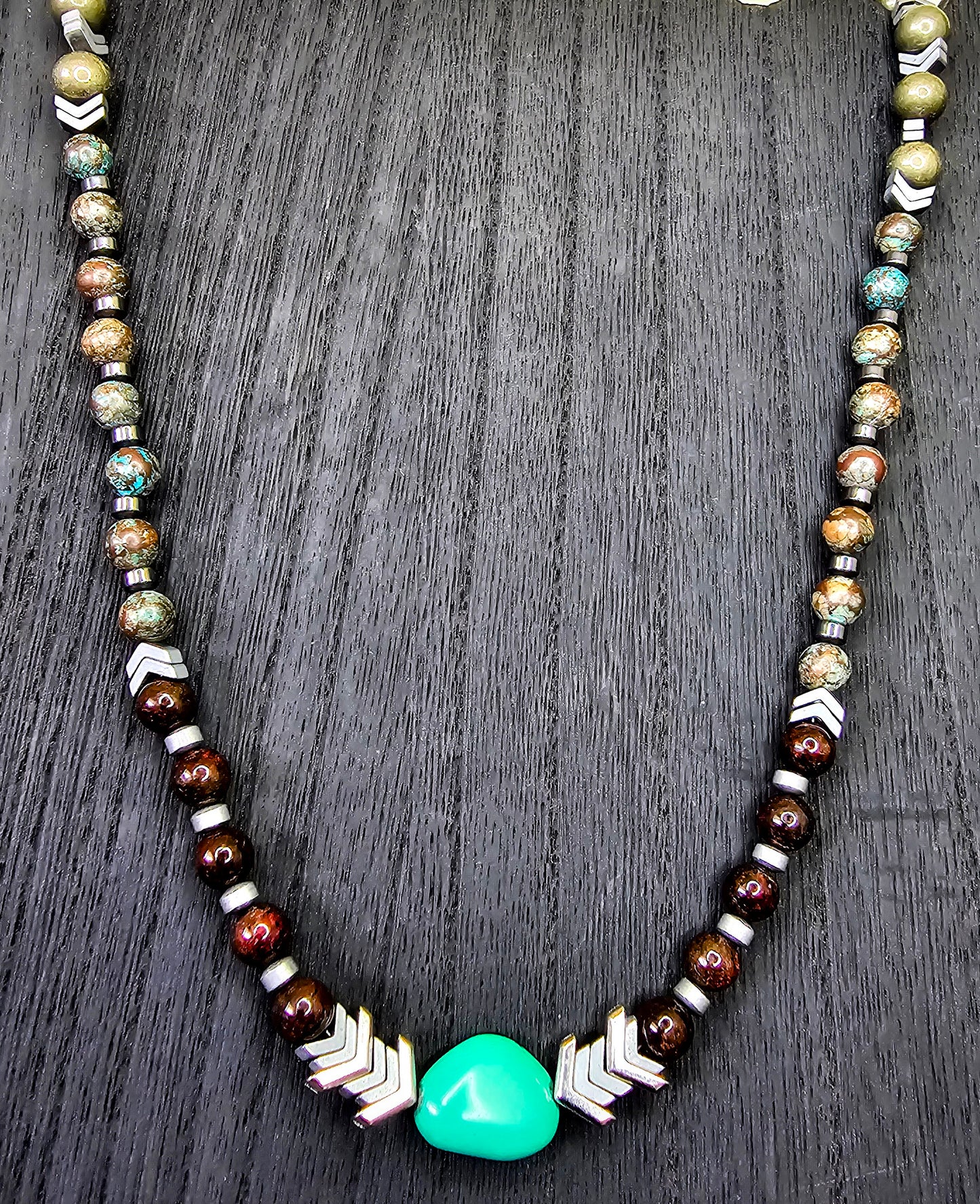 Primal Force Intuition - Chrysocolla, Red Tiger's Eye and Turquoise Necklace