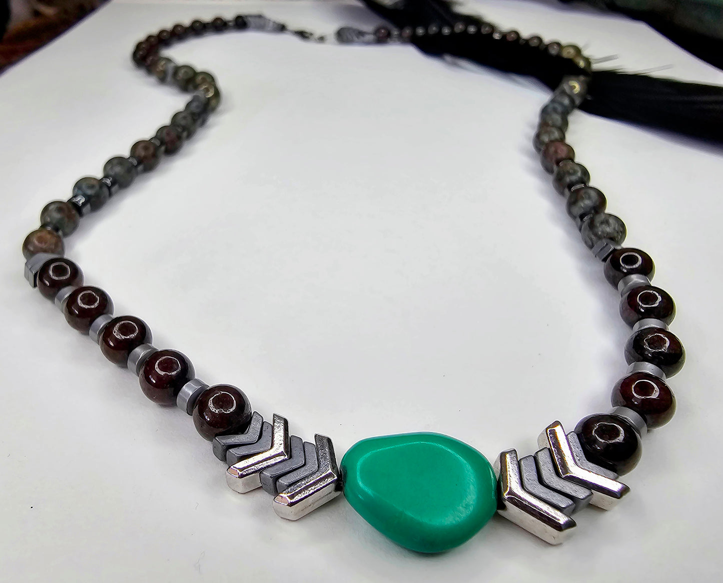 Primal Force Intuition - Chrysocolla, Red Tiger's Eye and Turquoise Necklace