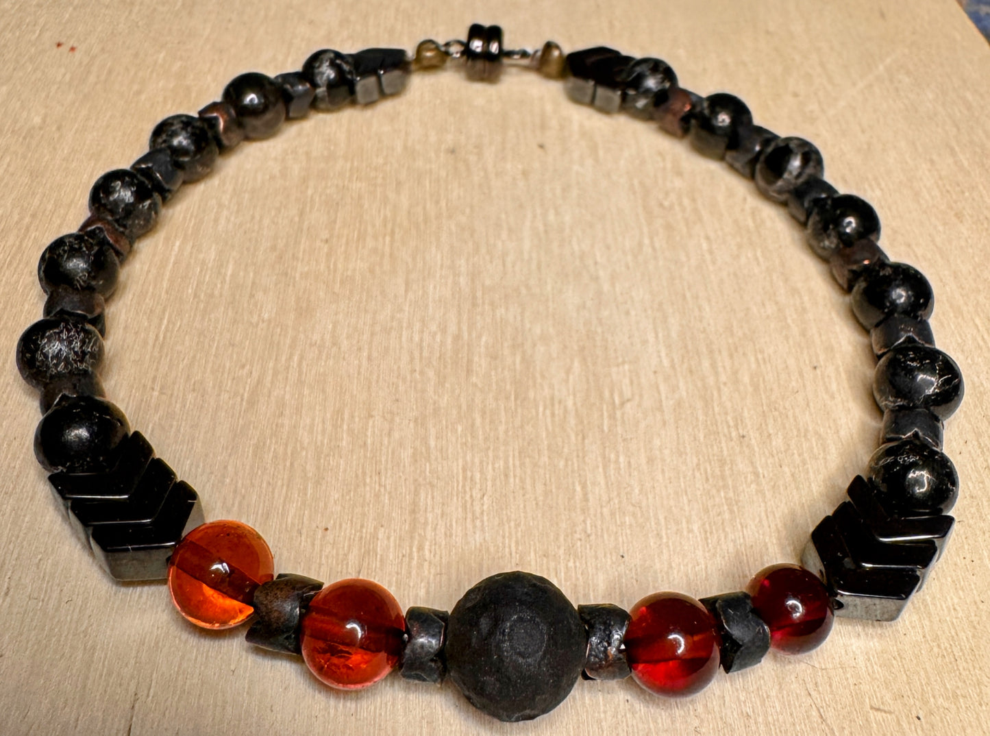 Elemental Force Luna - Amber and Pyrite-Obsidian with Lava Moon Bracelet