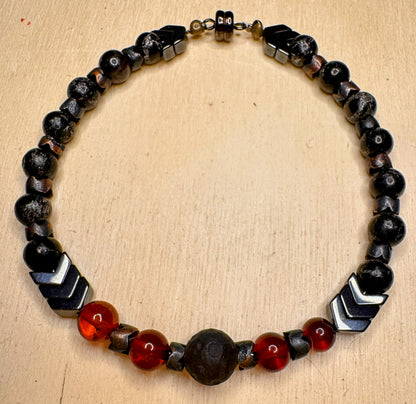 Elemental Force Luna - Amber and Pyrite-Obsidian with Lava Moon Bracelet