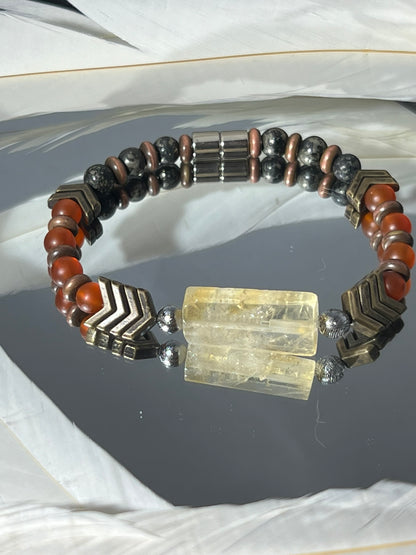 Archangel Armor - Meteorite Carnelian Pyrite Survivor Bracelet