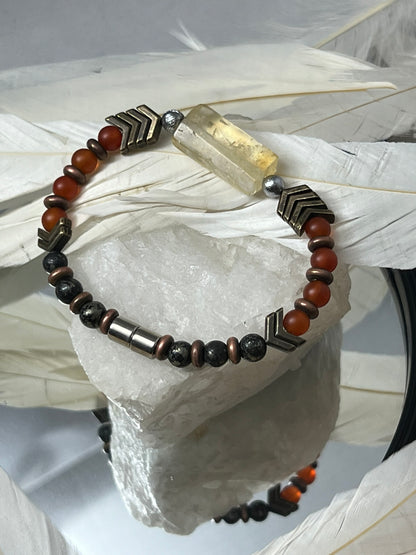 Archangel Armor - Meteorite Carnelian Pyrite Survivor Bracelet