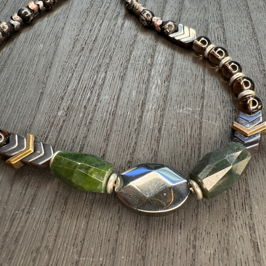 Primal Force Self Love Jade, Smoky Quartz and Hematite Necklace