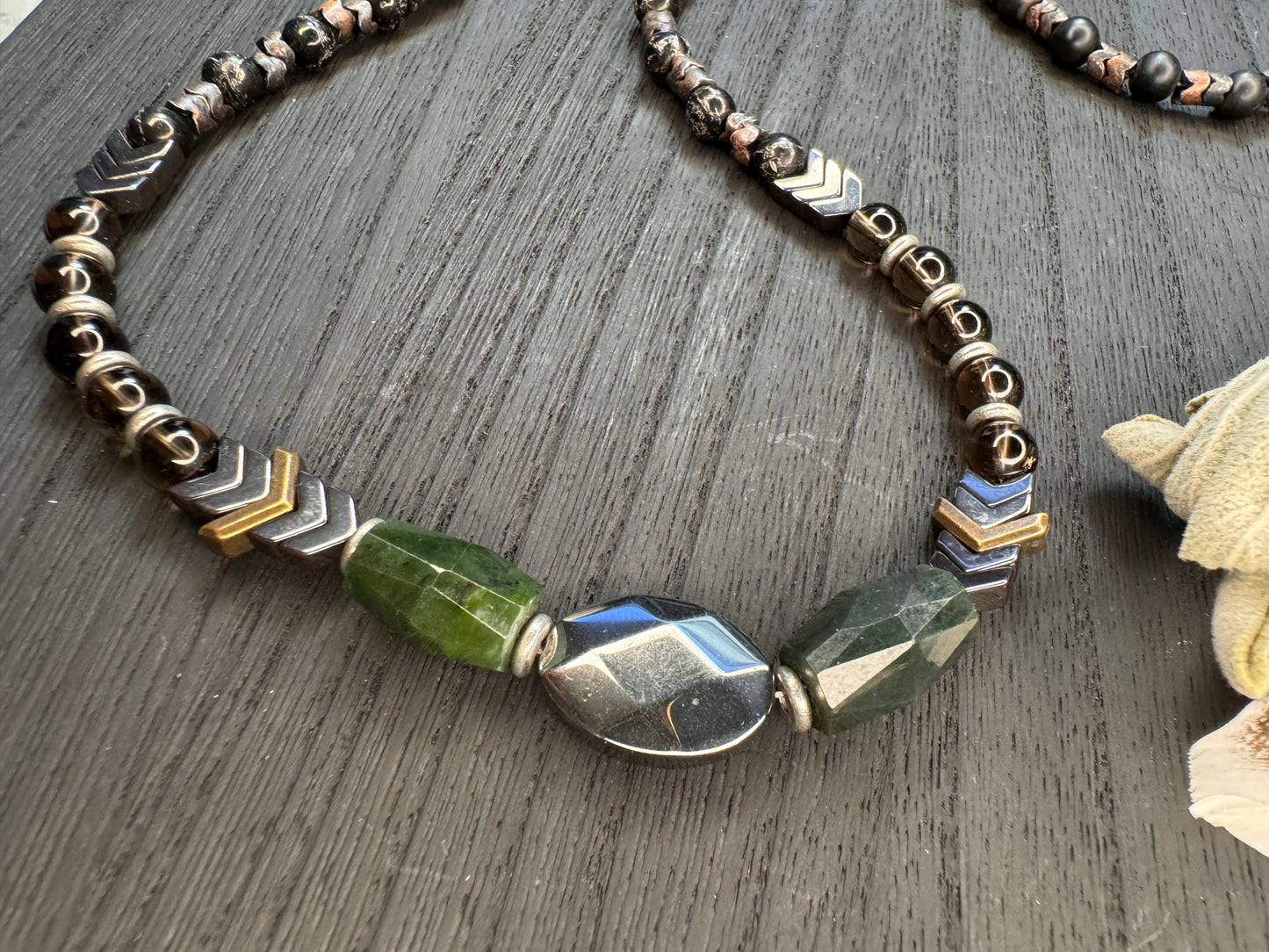 Primal Force Self Love Jade, Smoky Quartz and Hematite Necklace