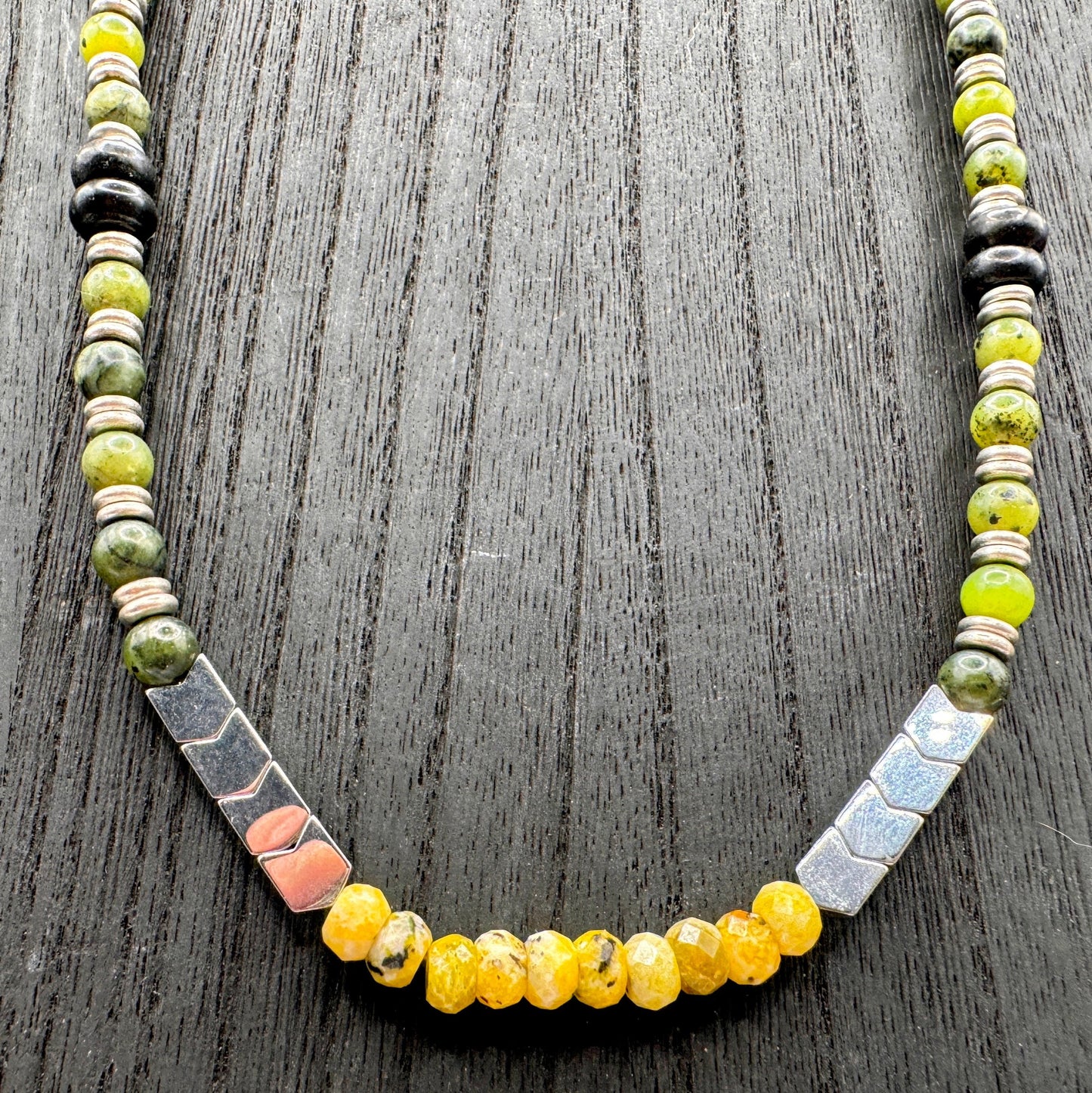 Elemental Force - Aspen Jade, Smoky Quartz, Shungite and Yellow Turquoise Necklace