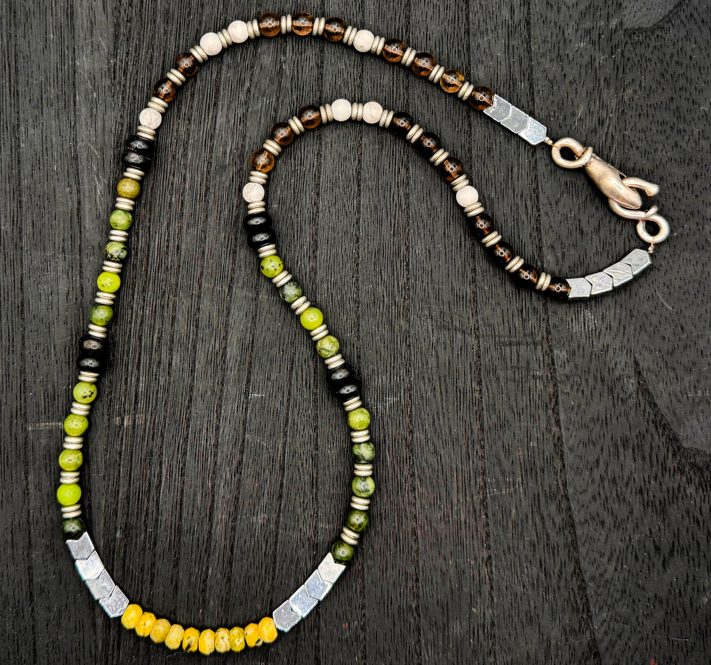 Elemental Force - Aspen Jade, Smoky Quartz, Shungite and Yellow Turquoise Necklace