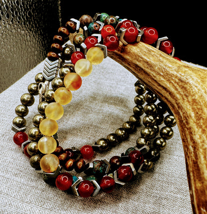 Elemental Force - Expression Chrysocolla, Red Carnelian, Citrine, Pyrite Necklace - Wrap